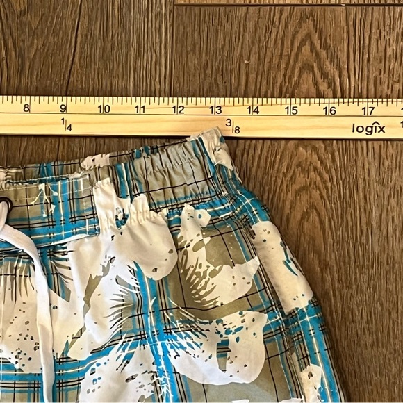 VTG Tropical Hawaiian Swim Trunks Men's M Floral Hibiscus‎ Plaid Mesh Lined Y2K - Picture 11 of 13